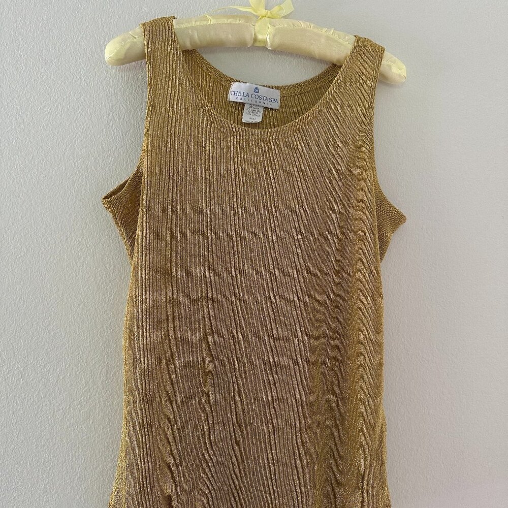 The La Costa Spa California Vintage Gold Metallic Knit Tank Size M